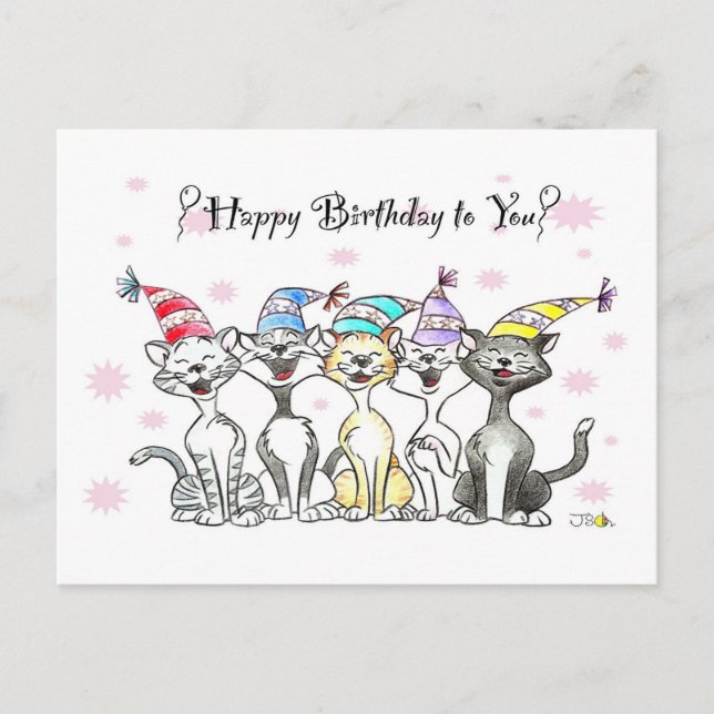 Tarjeta de cumpleaños para gatos fiestas - Arte co (Anverso)