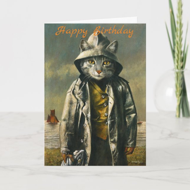 Tarjeta de cumpleaños para gatos náuticos (Anverso)