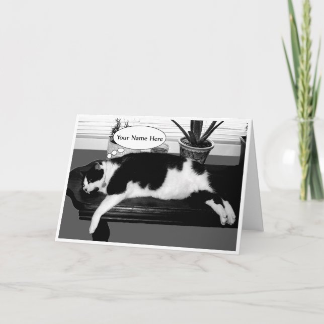 Tarjeta de cumpleaños para gatos perezosos (Anverso)