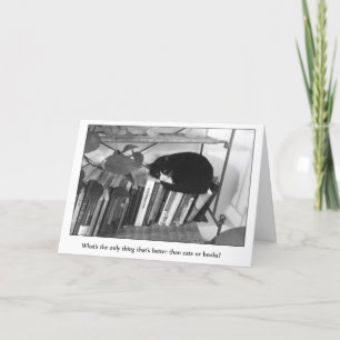 Tarjeta de cumpleaños para gatos que aman los libr