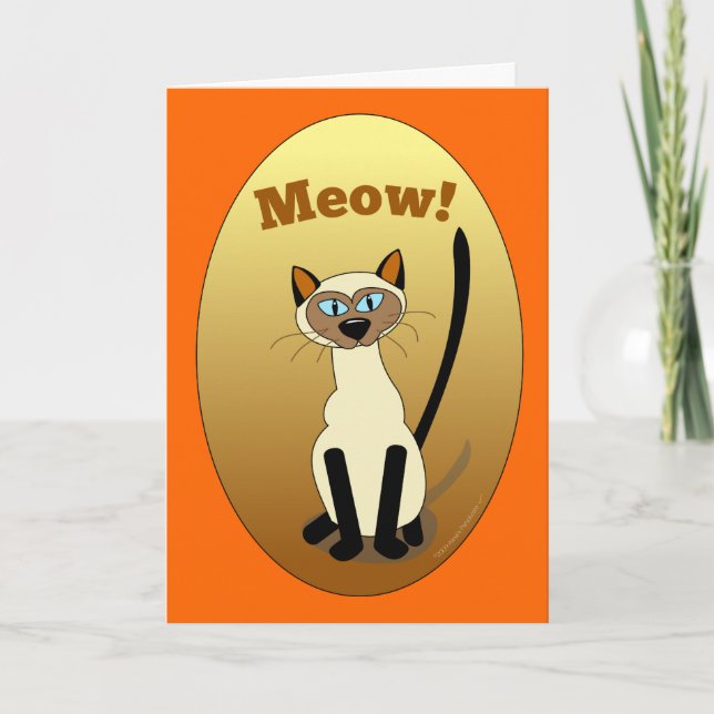 Tarjeta de cumpleaños para gatos siameses (Anverso)
