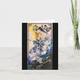 Tarjeta de cumpleaños para gatos y mariposas