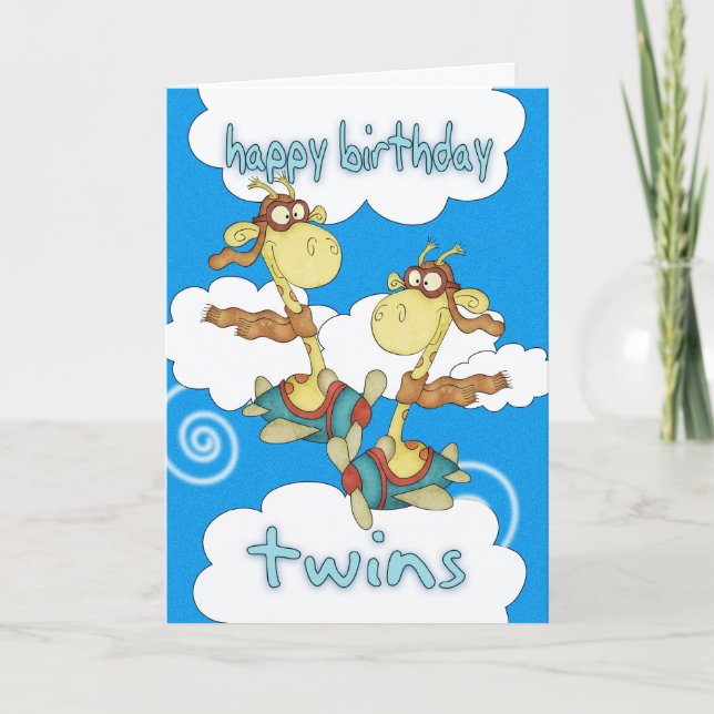Tarjeta de cumpleaños para gemelos - Avión / Avión (Anverso)