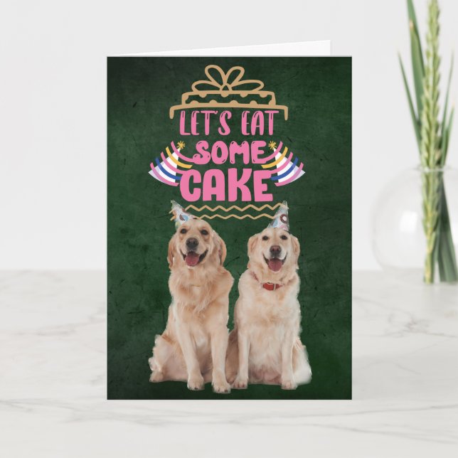 Tarjeta de cumpleaños para Golden Retriever, ¡vamo (Anverso)