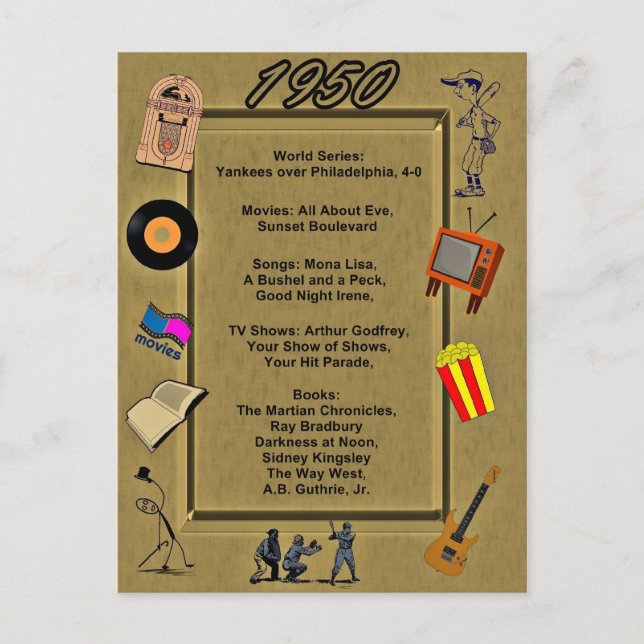 Tarjeta de cumpleaños para grandes eventos de 1950 (Anverso)