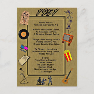 Tarjeta de cumpleaños para grandes eventos de 1951