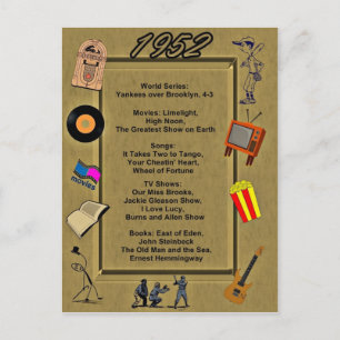 Tarjeta de cumpleaños para grandes eventos de 1952