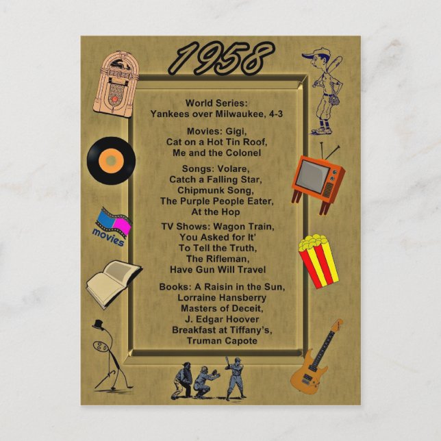 Tarjeta de cumpleaños para grandes eventos de 1958 (Anverso)