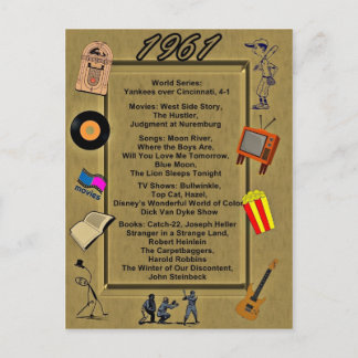 Tarjeta de cumpleaños para grandes eventos de 1961