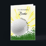 Tarjeta de cumpleaños para hermano golfista<br><div class="desc">¡Regala a tu hermano amante del golf una tarjeta de golf con un tema explosivo! Una pelota de golf volando con las palabras 'Para un hermano maravilloso'.</div>