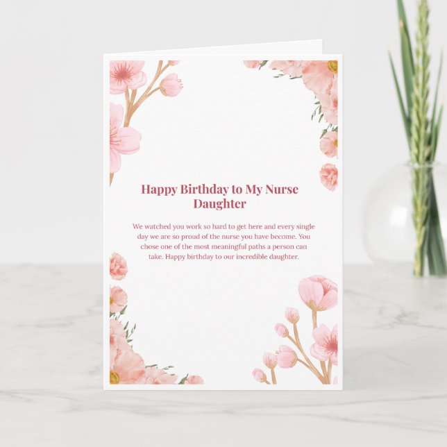 Tarjeta de cumpleaños para hija enfermera — Feliz  (Anverso)