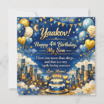 Tarjeta de Cumpleaños para Hijo de 4 Años, Vibraci