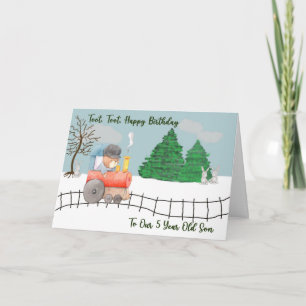 Tarjeta de cumpleaños para hijo de 5 años con tren
