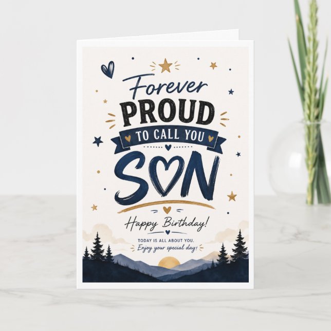 Tarjeta de cumpleaños para hijo Orgulloso de llama (Anverso)