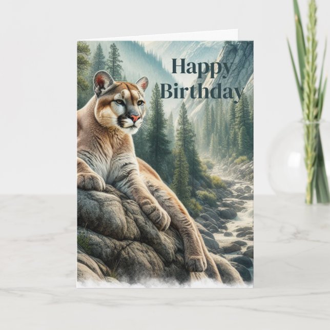 Tarjeta de cumpleaños para hombres con león de mon (Anverso)