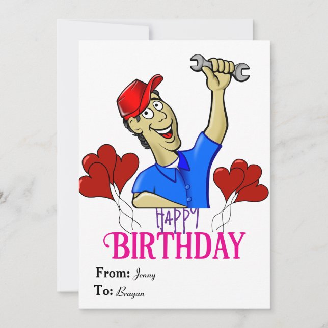 Tarjeta de cumpleaños para ingeniero (Anverso)