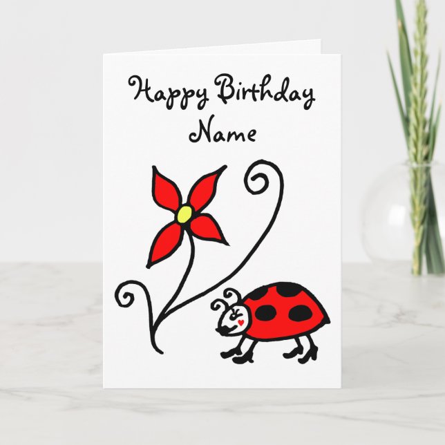 Tarjeta de cumpleaños para insectos y flores (Anverso)
