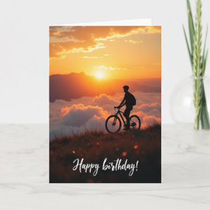 Tarjeta de cumpleaños para jinete al atardecer de