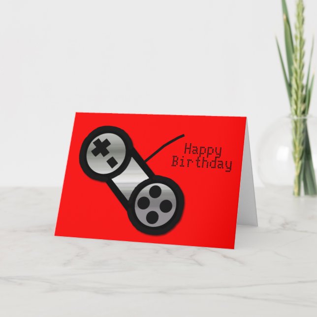 Tarjeta de cumpleaños para juegos en vídeo rojo (Anverso)