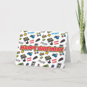 Tarjeta de cumpleaños para jugador retro