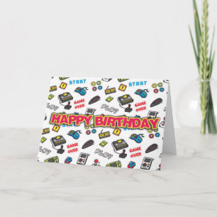 Tarjeta de cumpleaños para jugador retro