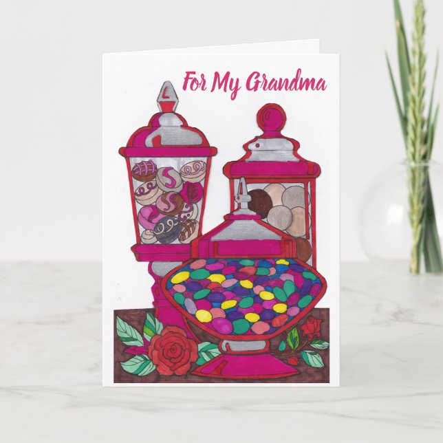 Tarjeta de cumpleaños para la abuela - Jelly Bean  (Anverso)