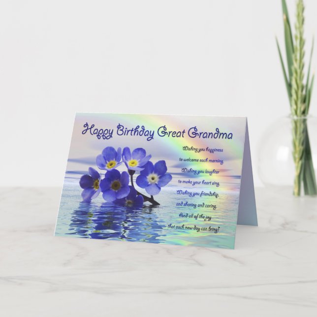 Tarjeta de cumpleaños para la bisabuela con olvida (Anverso)