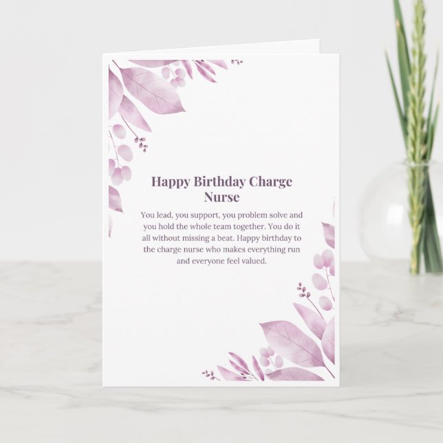 Tarjeta de cumpleaños para la enfermera jefe (Anverso)