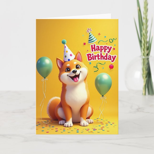 Tarjeta de cumpleaños para la fiesta del perro zor (Anverso)