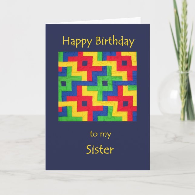 Tarjeta de cumpleaños para la hermana - edredón de (Anverso)