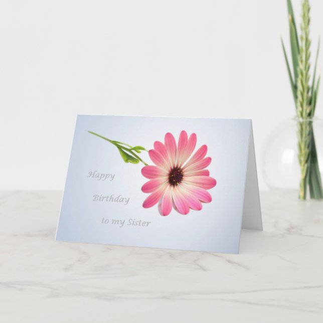 Tarjeta de cumpleaños para la hermana - margarita  (Anverso)