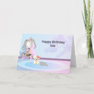 Tarjeta de cumpleaños para la joven en habitación 