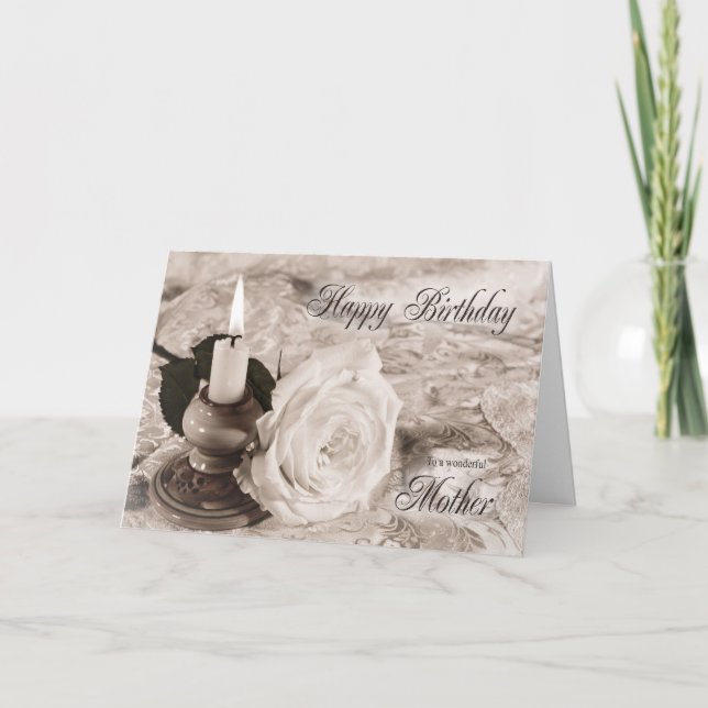 Tarjeta de cumpleaños para la madre, la vela y el  (Anverso)
