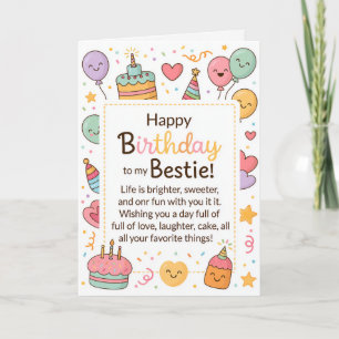 Tarjeta de cumpleaños para la mejor amiga adorable