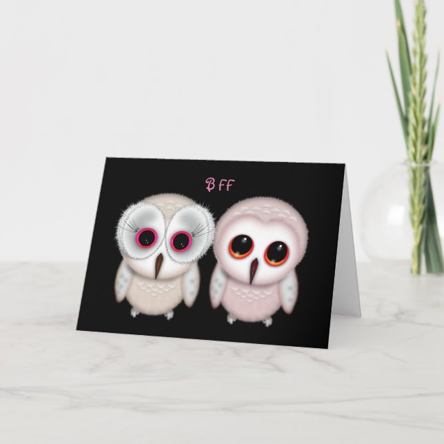 Tarjeta de cumpleaños para la mejor amiga búho (Anverso)