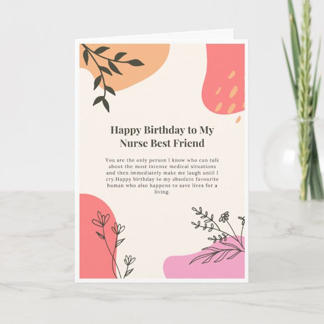 Tarjeta de cumpleaños para la mejor amiga enfermer (Anverso)