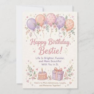 Tarjeta de cumpleaños para la mejor amiga, pastel