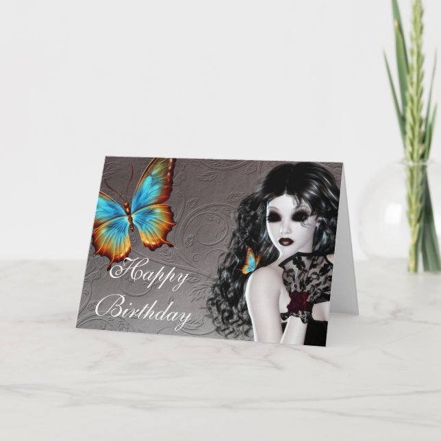 Tarjeta de cumpleaños para la mujer del Gótico Fan (Anverso)