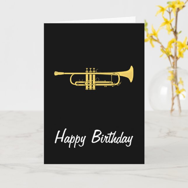 Tarjeta de cumpleaños para la música Trumpet de or (flor amarilla)