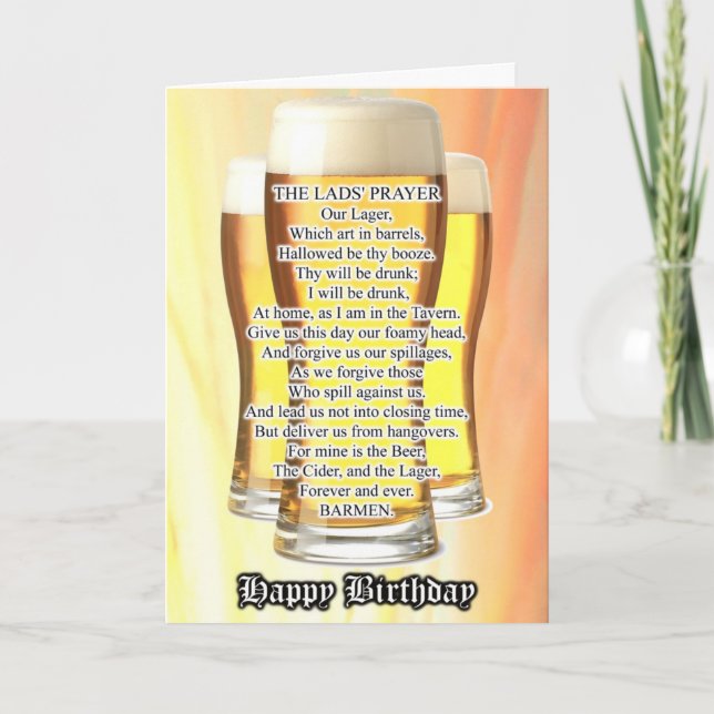 Tarjeta de cumpleaños para la oración del muchacho (Anverso)