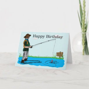 Tarjeta de cumpleaños para la pesca con gota