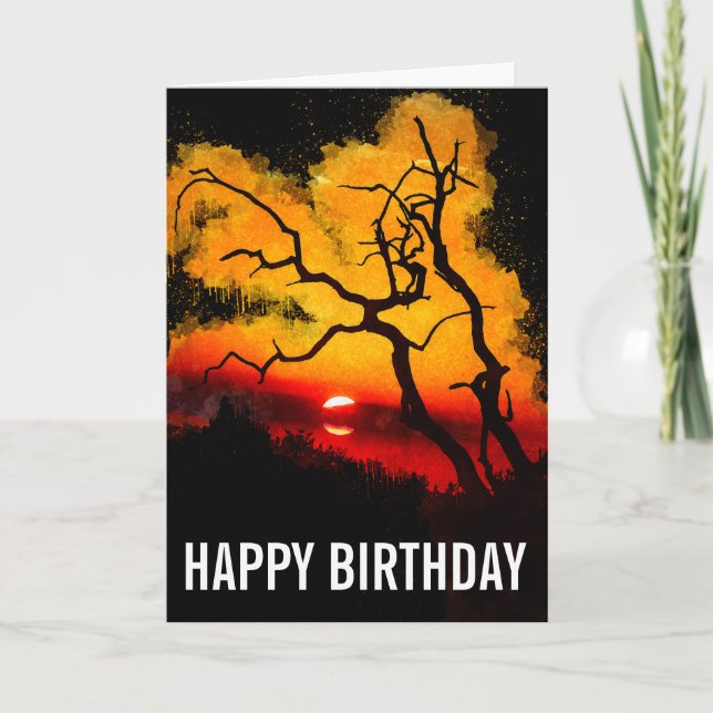 Tarjeta de cumpleaños para la puesta de sol de las (Anverso)