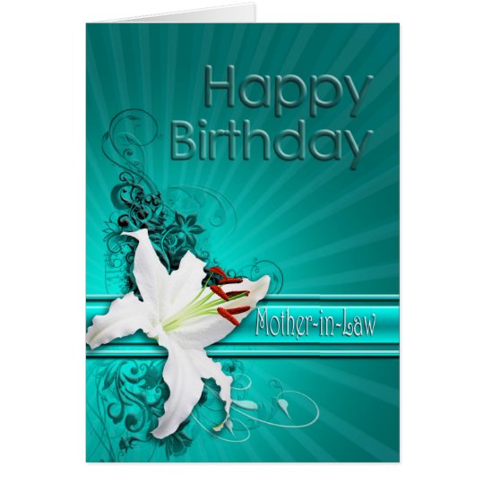 Tarjeta de cumpleaños para la suegra, con un lirio