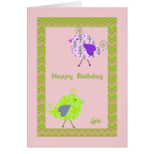 Tarjeta de cumpleaños para Laela con pájaros de di