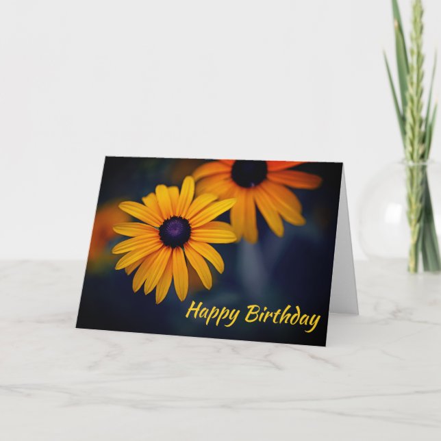 Tarjeta de cumpleaños para las flores amarillas Su (Anverso)