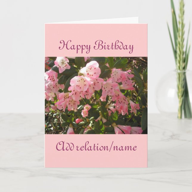 Tarjeta de cumpleaños para las flores de Azalea ro (Anverso)
