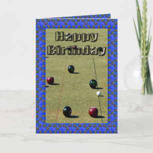 Tarjeta de cumpleaños para los bolos de hierba azu