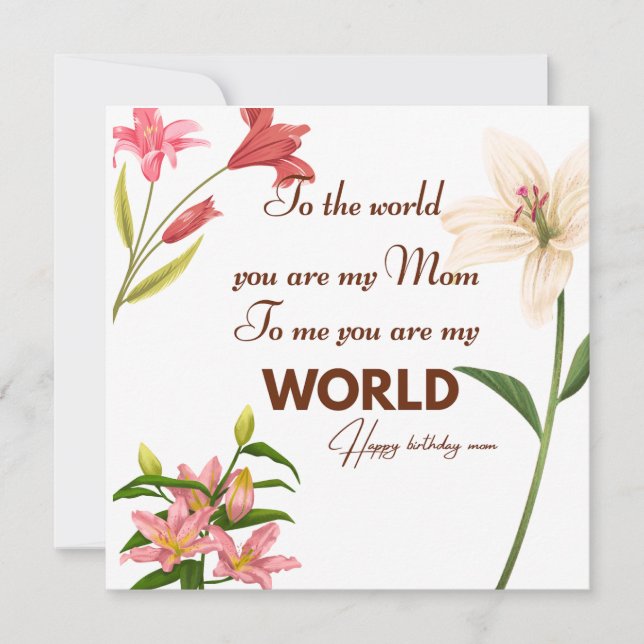 Tarjeta de cumpleaños para madre con flor (Anverso)