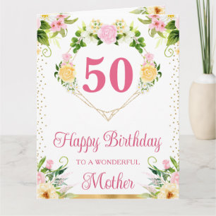Tarjeta de cumpleaños para madre con flores rosas
