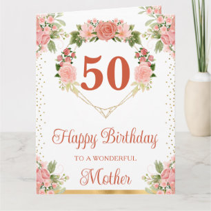 Tarjeta de cumpleaños para madre con rosas de colo